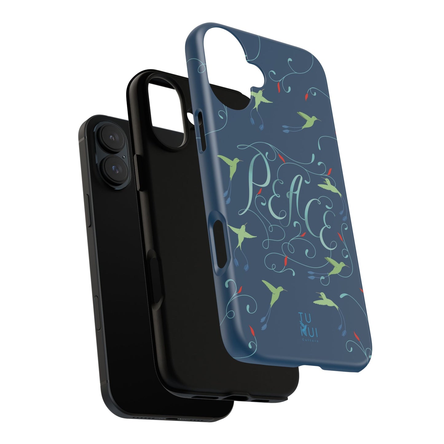 Phone Case - Hummingbirds & Flowers with Peace Lettering