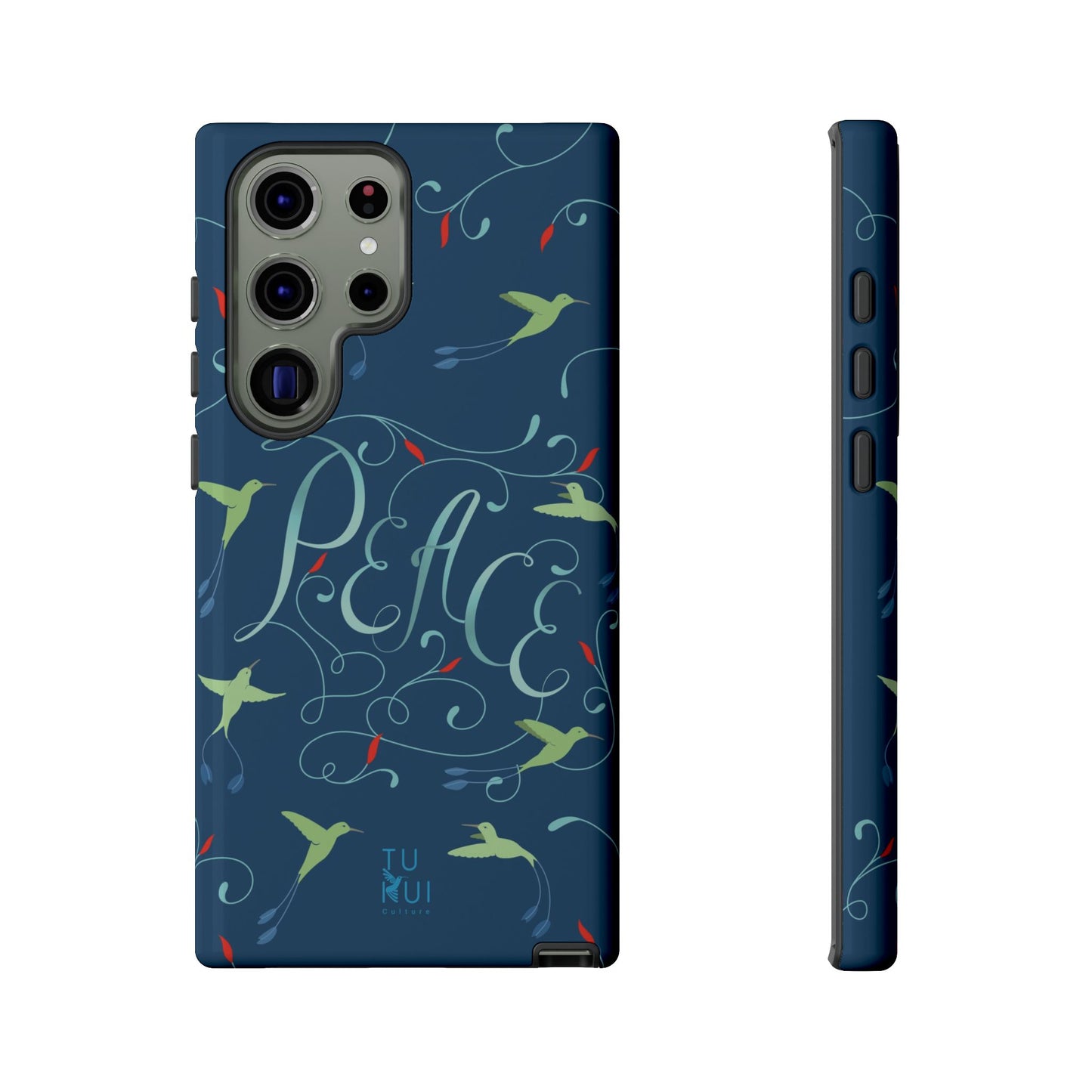 Phone Case - Hummingbirds & Flowers with Peace Lettering