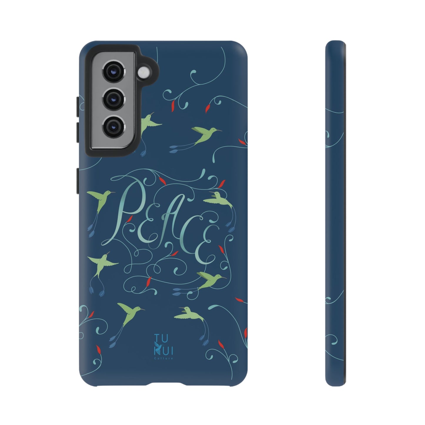 Phone Case - Hummingbirds & Flowers with Peace Lettering