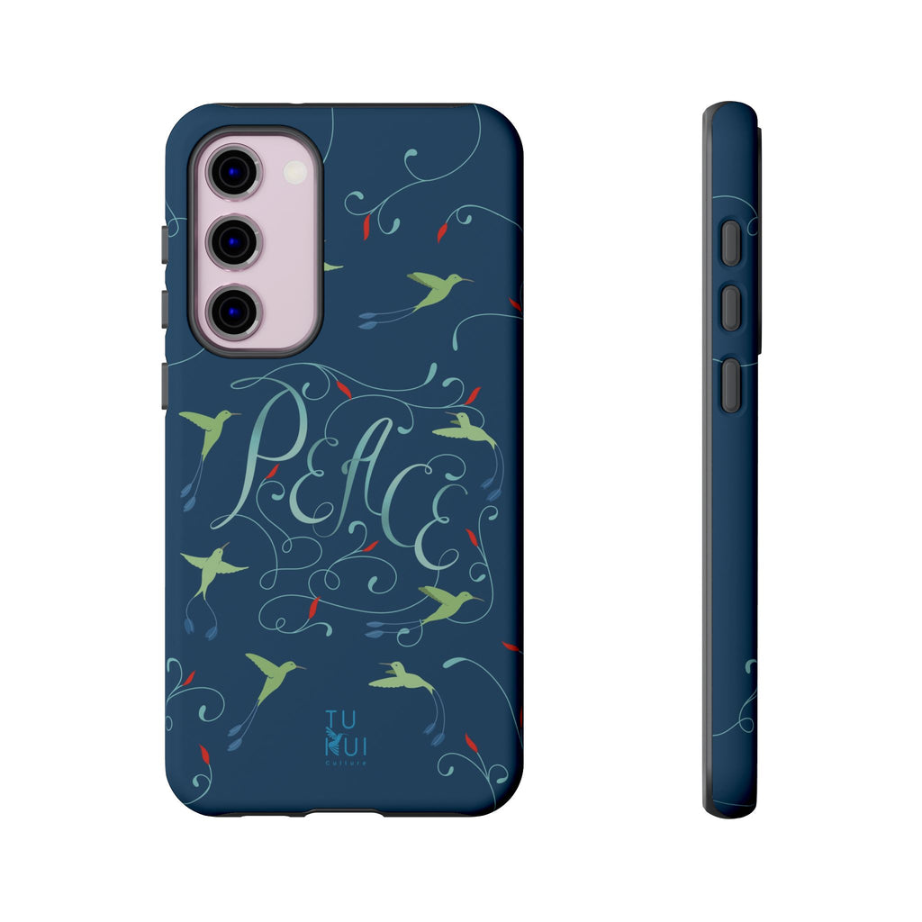 Phone Case - Hummingbirds & Flowers with Peace Lettering
