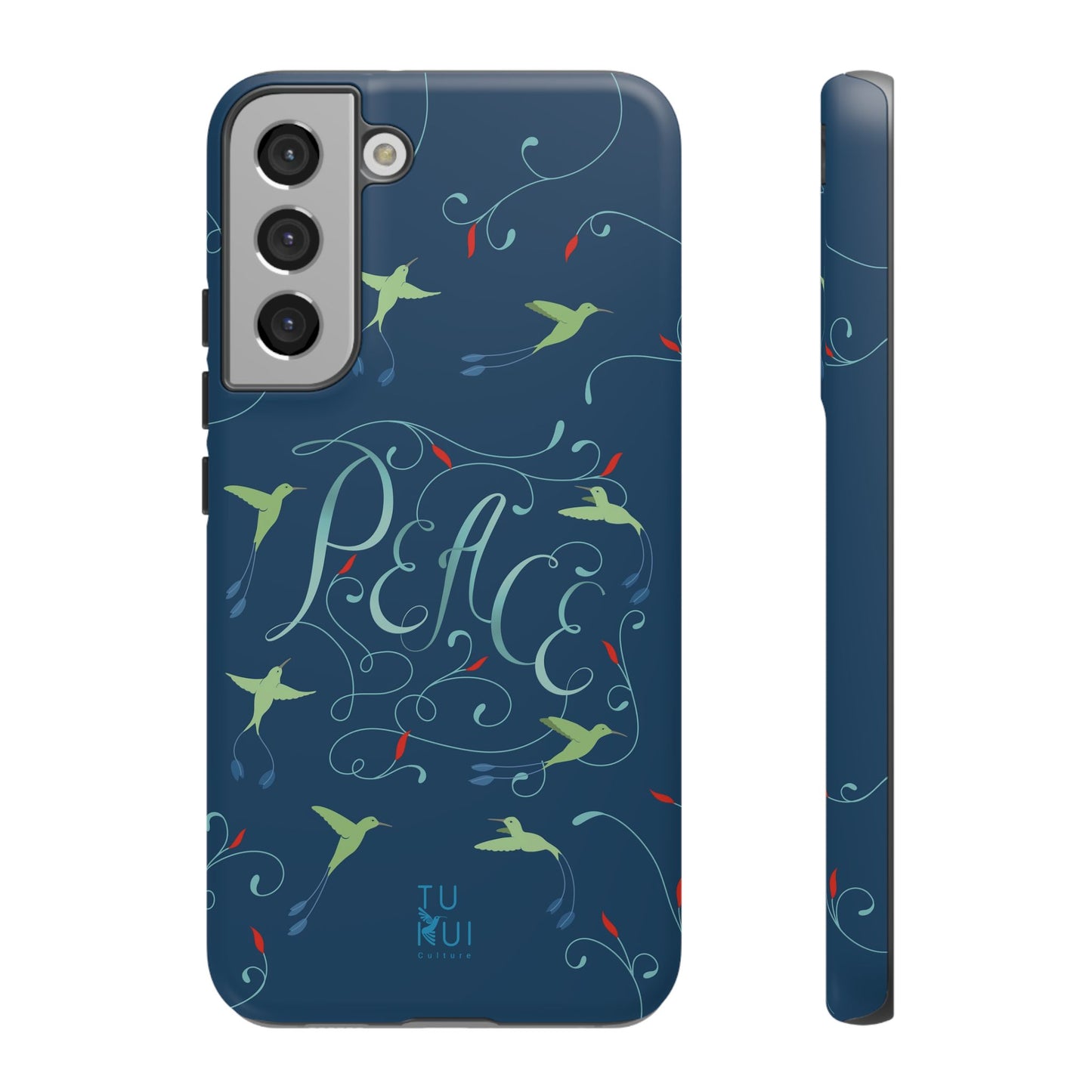 Phone Case - Hummingbirds & Flowers with Peace Lettering