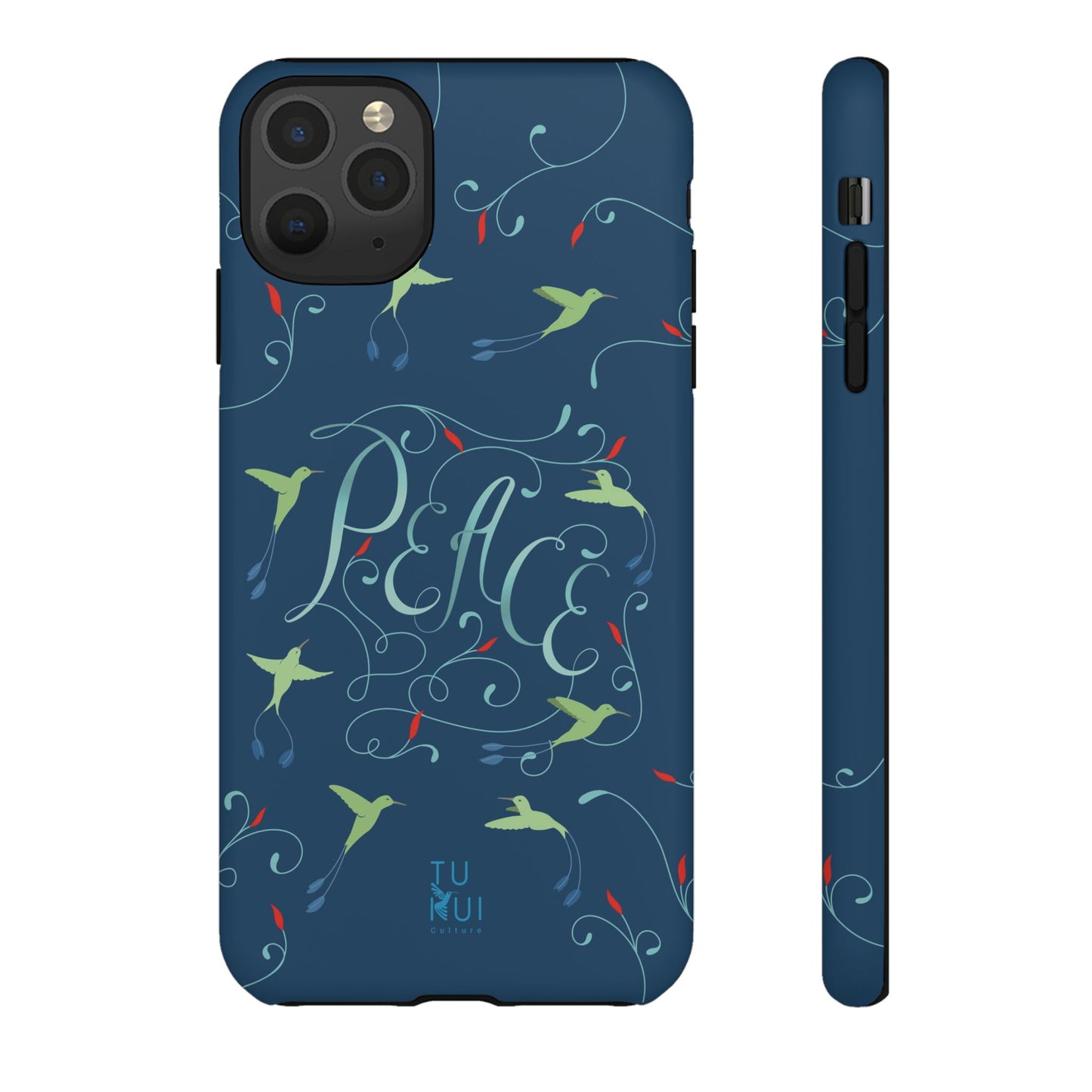 Phone Case - Hummingbirds & Flowers with Peace Lettering