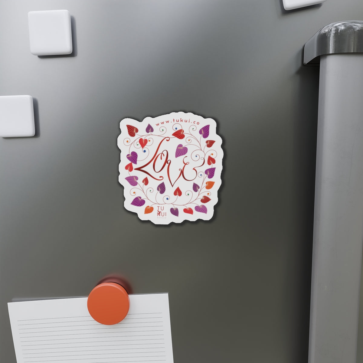Love Floral Die-Cut Magnet — Heart Vine Refrigerator Sticker (Valentine Gift)