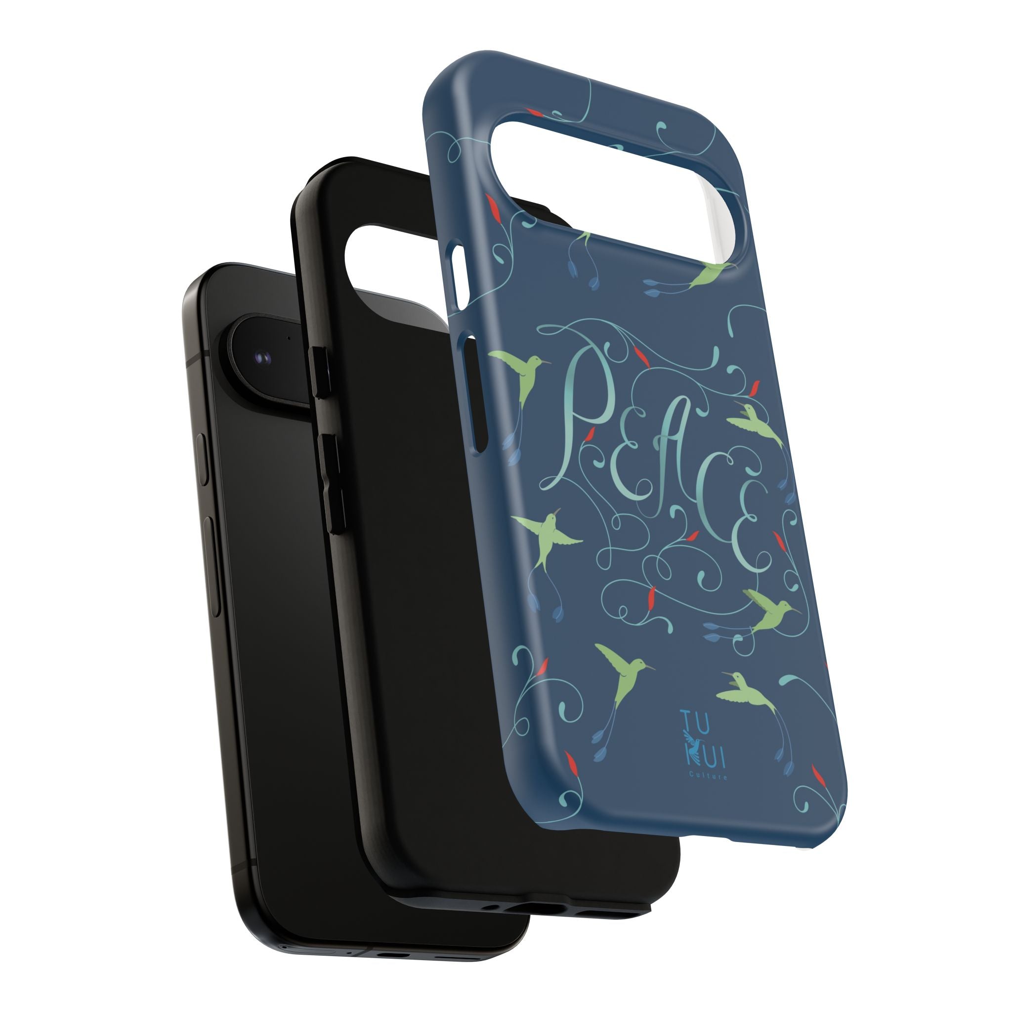Phone Case - Hummingbirds & Flowers with Peace Lettering