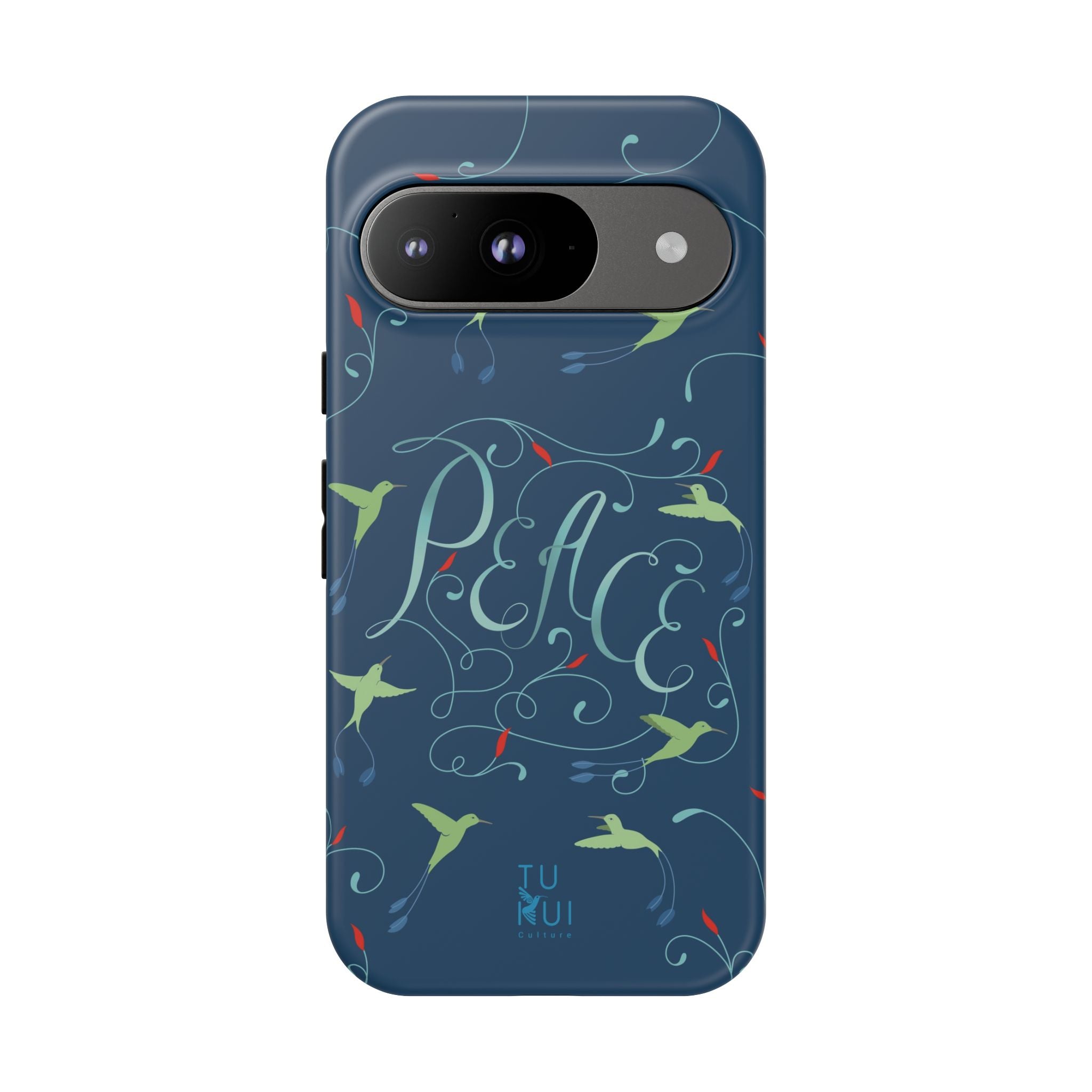 Phone Case - Hummingbirds & Flowers with Peace Lettering