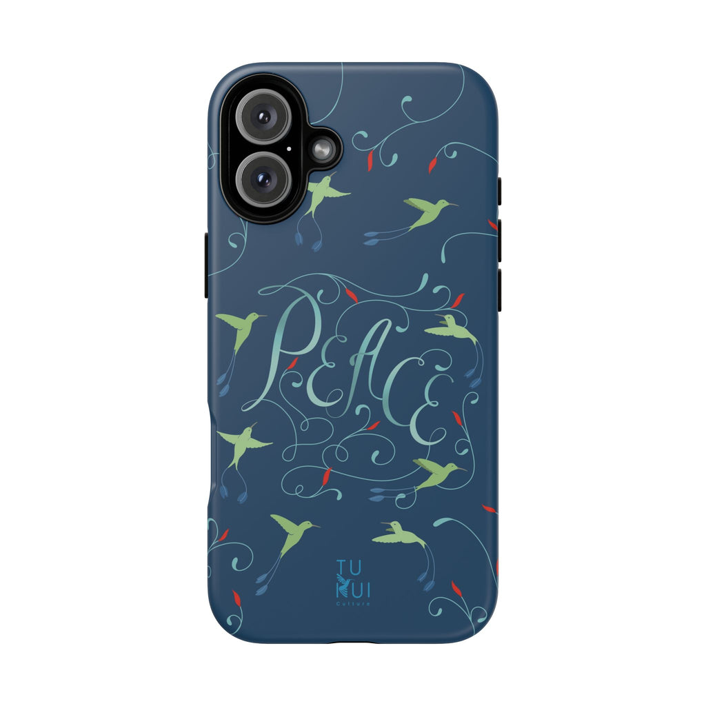 Phone Case - Hummingbirds & Flowers with Peace Lettering