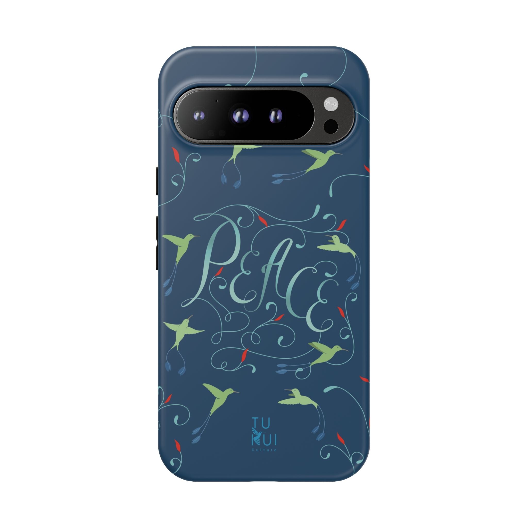 Phone Case - Hummingbirds & Flowers with Peace Lettering