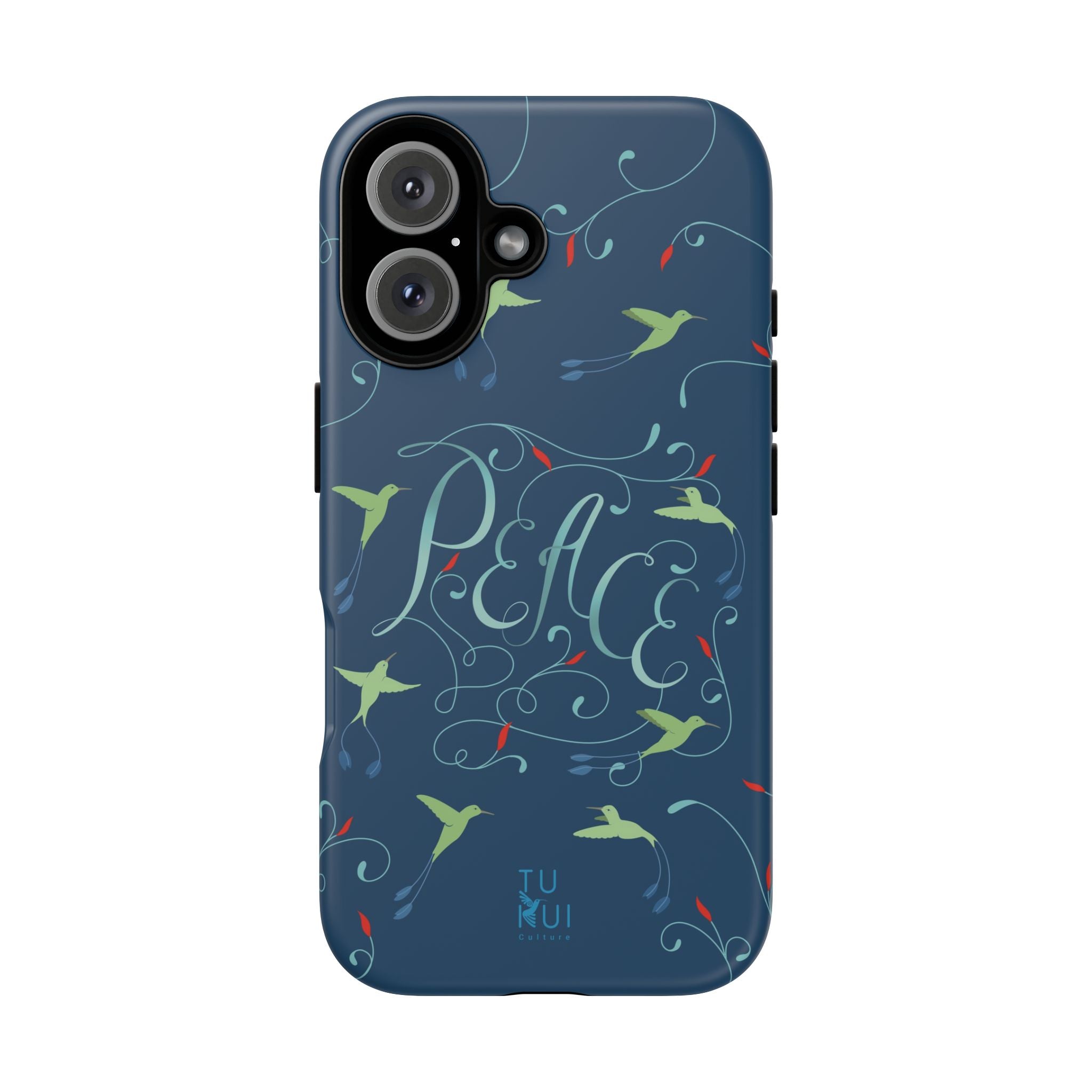 Phone Case - Hummingbirds & Flowers with Peace Lettering