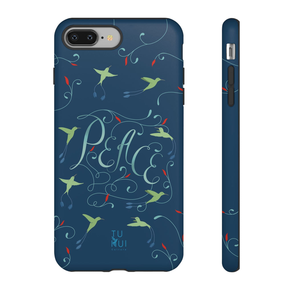 Phone Case - Hummingbirds & Flowers with Peace Lettering