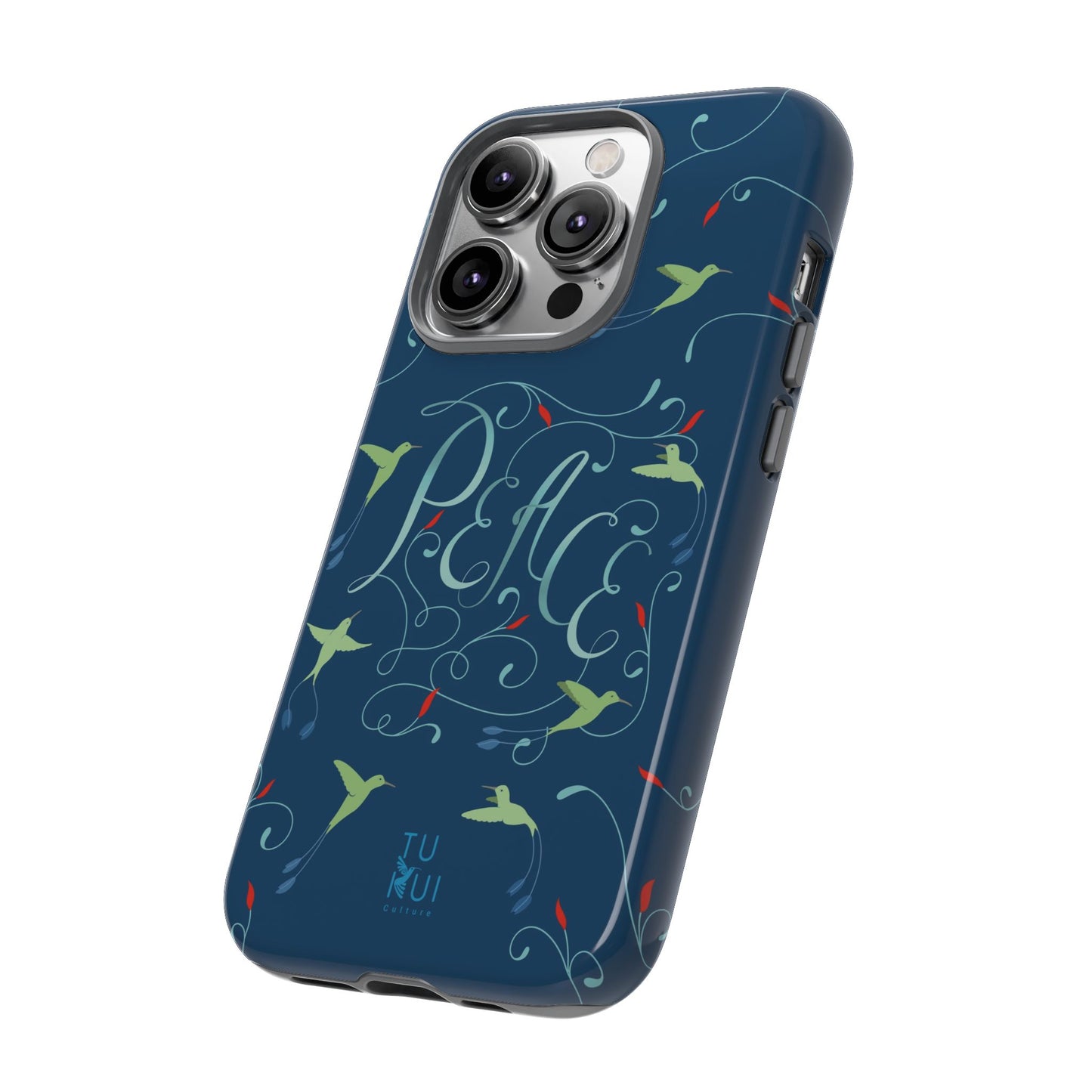Phone Case - Hummingbirds & Flowers with Peace Lettering