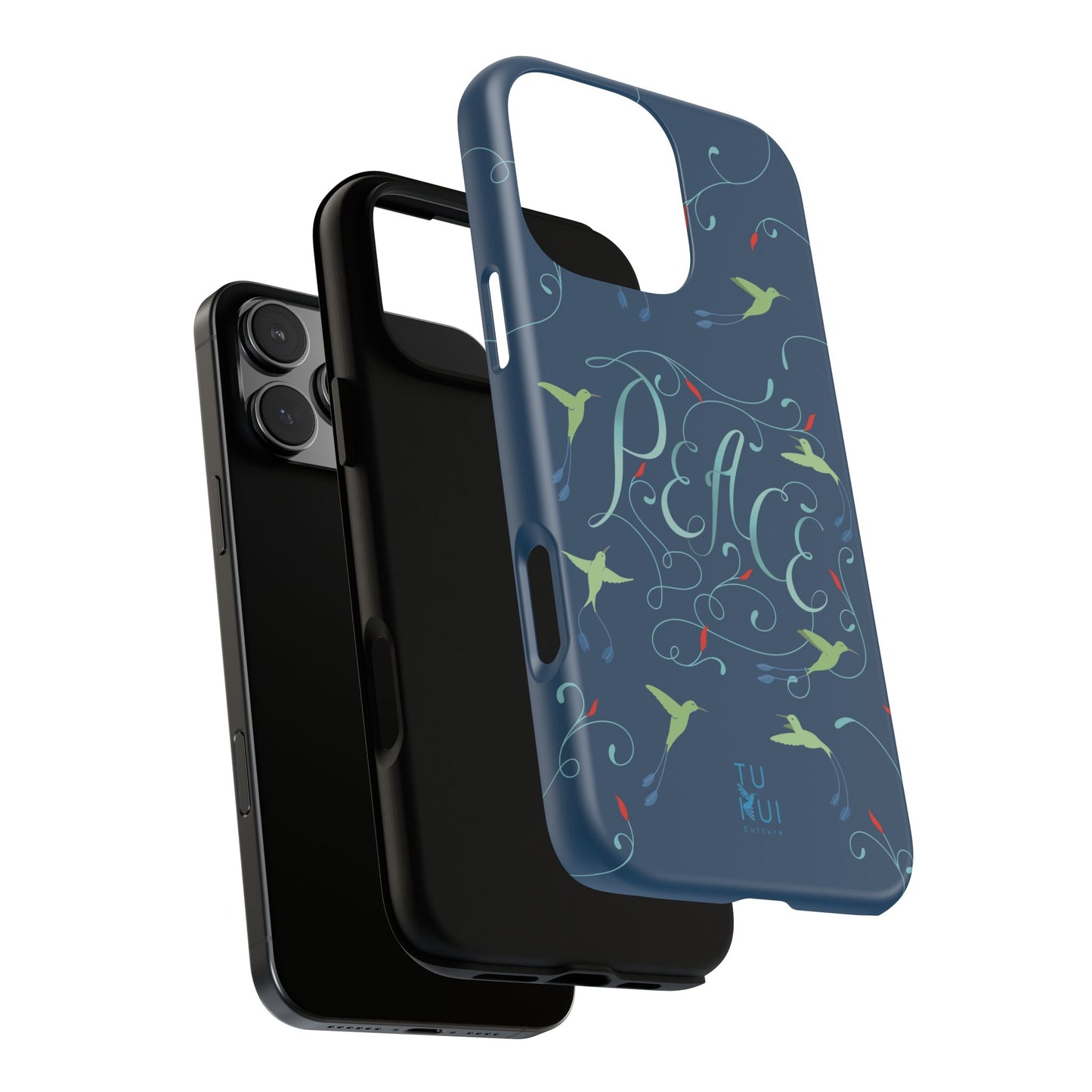 Phone Case - Hummingbirds & Flowers with Peace Lettering