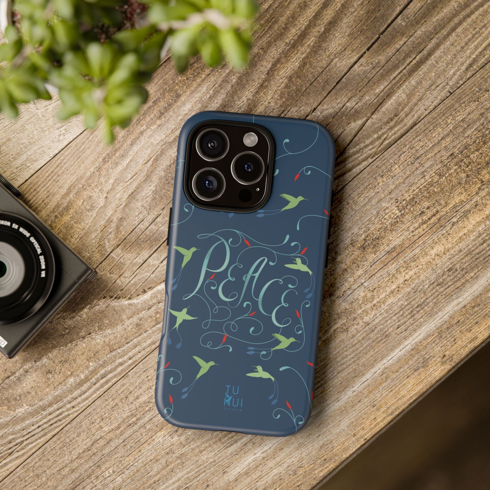 Phone Case - Hummingbirds & Flowers with Peace Lettering