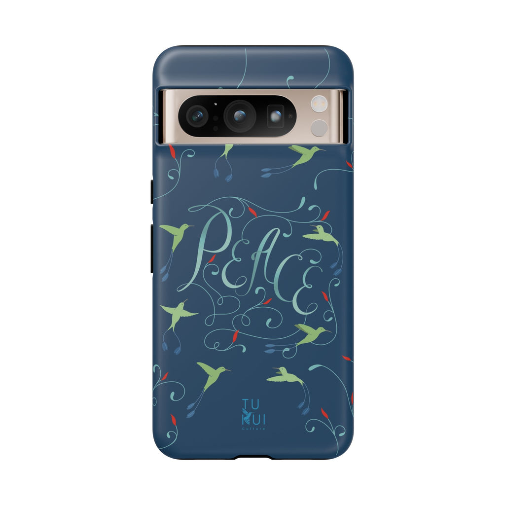 Phone Case - Hummingbirds & Flowers with Peace Lettering