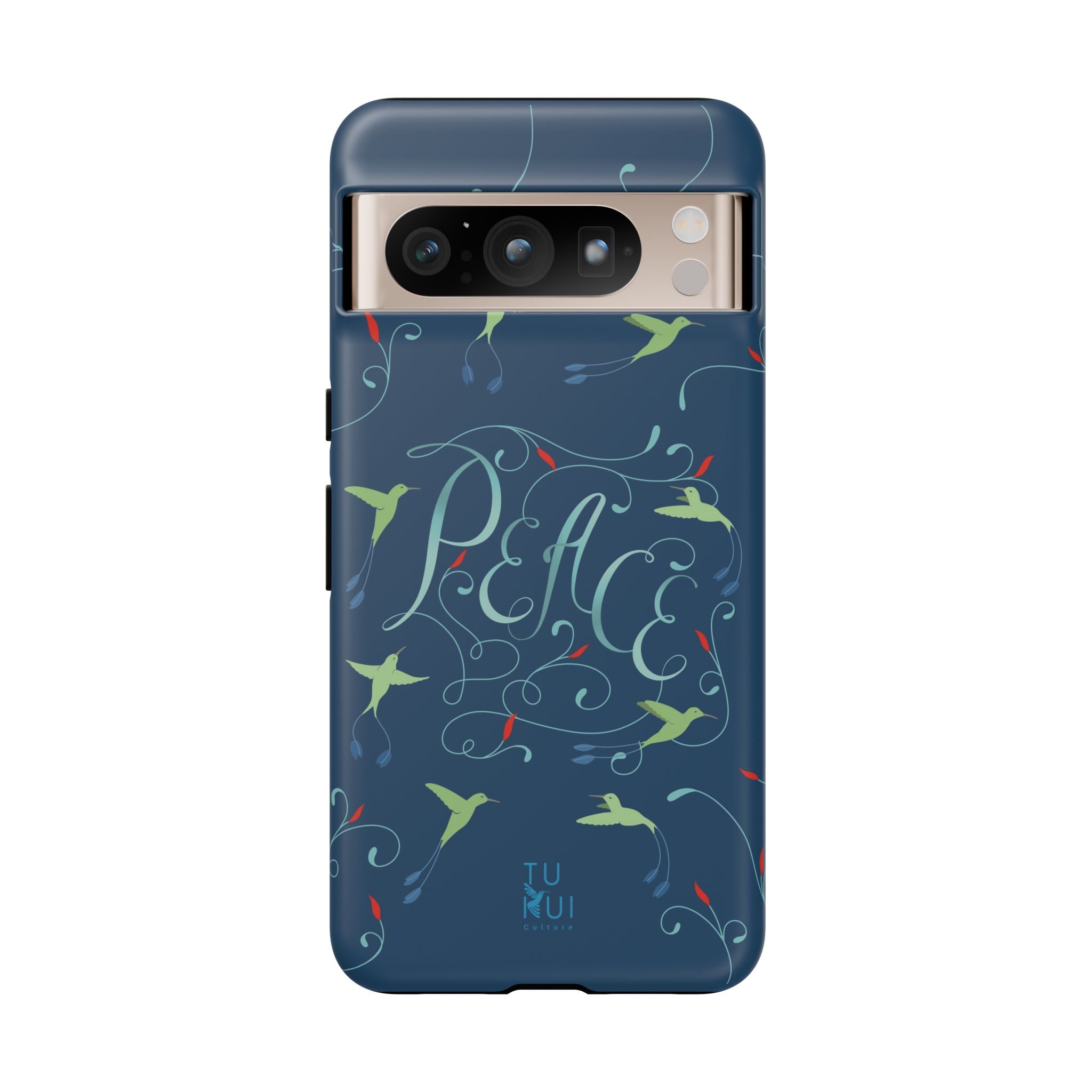 Phone Case - Hummingbirds & Flowers with Peace Lettering