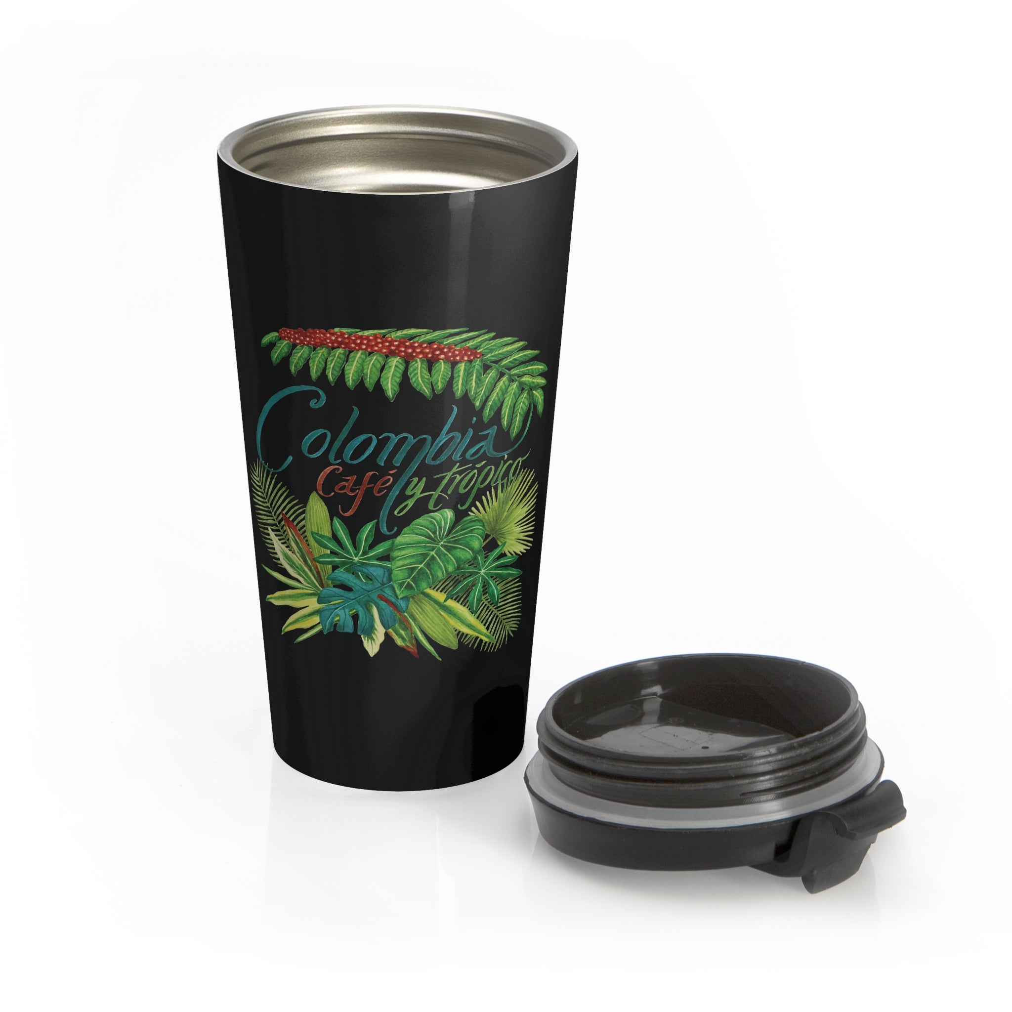 Colombia, Coffee and Tropic - Black Travel Mug